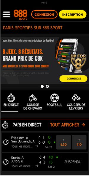 888sport mobile  Launch the app, and enjoy your mobile sports wagering! 888SPORT BETTING MARKETS